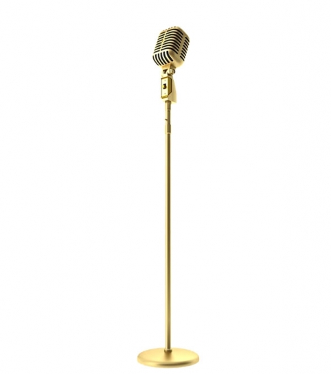 Аренда золотого ретро-микрофона на стойке